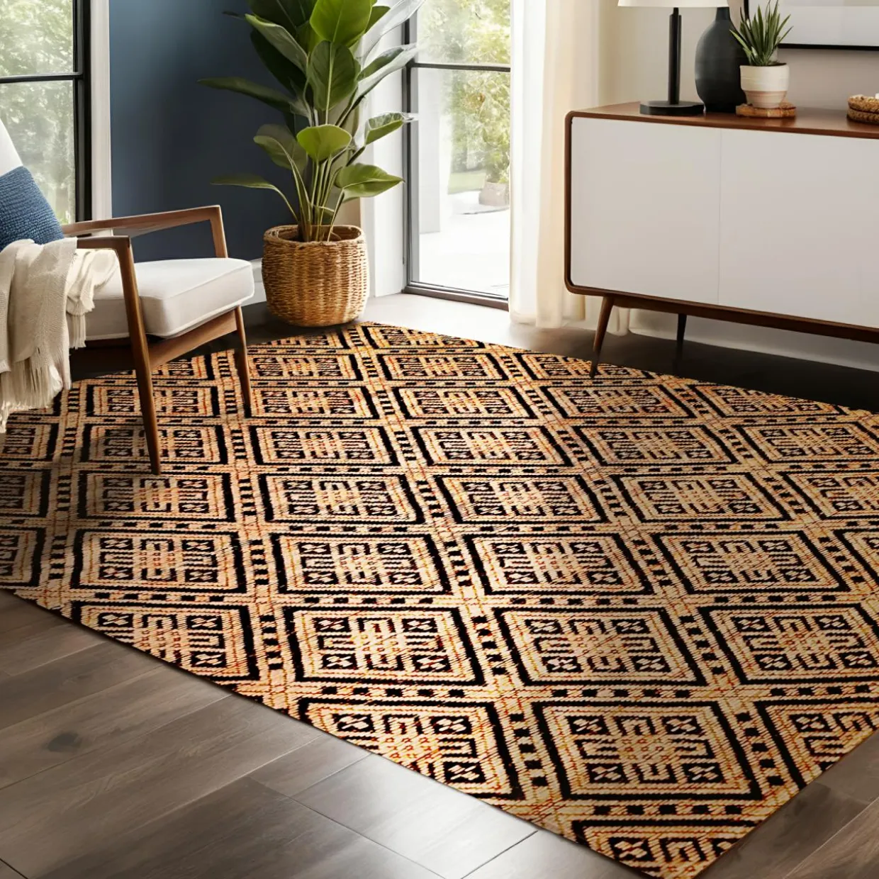Tapis de salon rectangulaire jute tissée main (160 x 230 cm) Meera Beige