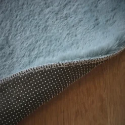 Tapis rond fausse fourrure (80 cm) Finn Bleu