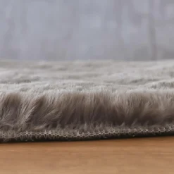 Tapis rond fausse fourrure (80 cm) Finn Taupe
