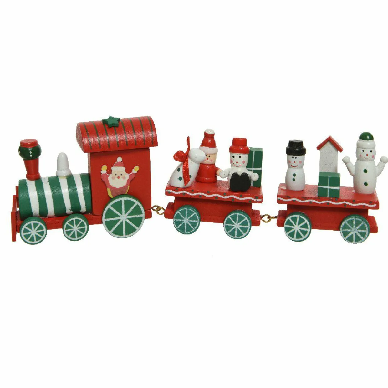 Train décoratif de Noël en bois (24 cm) Bonhommes de neige