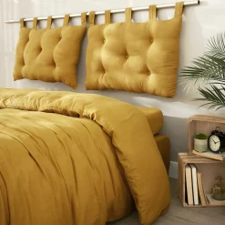 Tête de lit coussin gaze de coton (80 x 50 cm) Gaïa Jaune safran