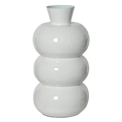Vase en métal émaillé fait main (H33 cm) Serena Blanc brillant
