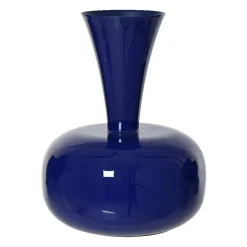 Vase en métal émaillé fait main (H23 cm) Cléa Bleu roi brillant