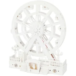 Village de Noël en bois lumineux et animé (H30 cm) Roue Enchantée de Noël
