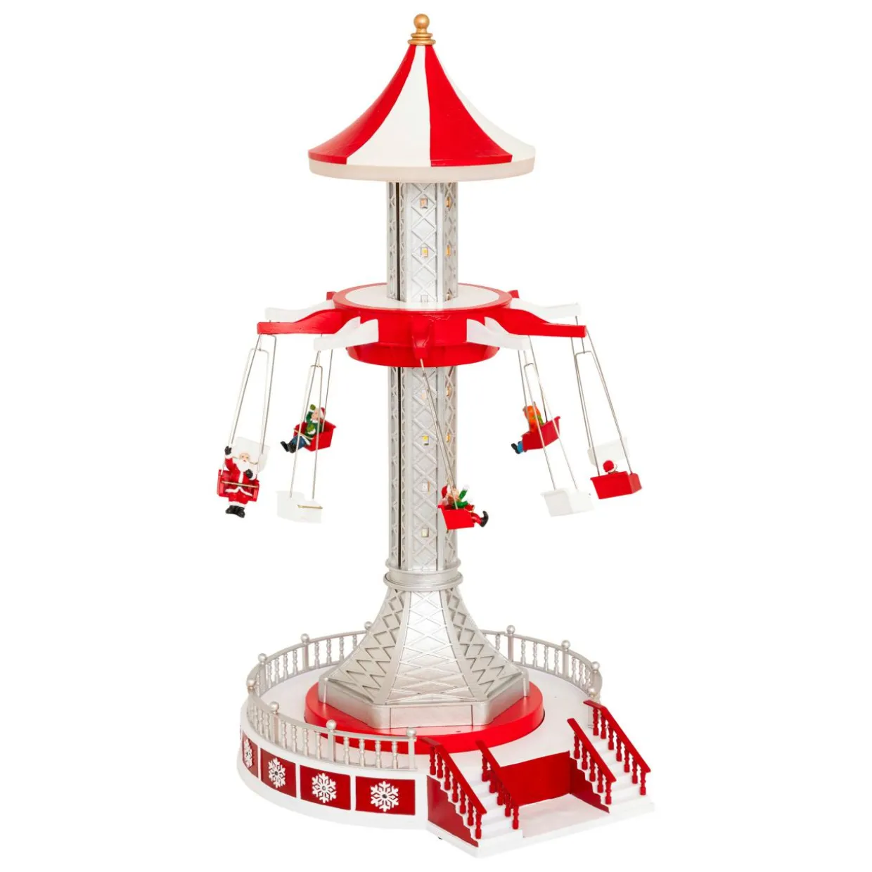 Village de Noël musical et animé (H52 cm) Manège chaises volantes