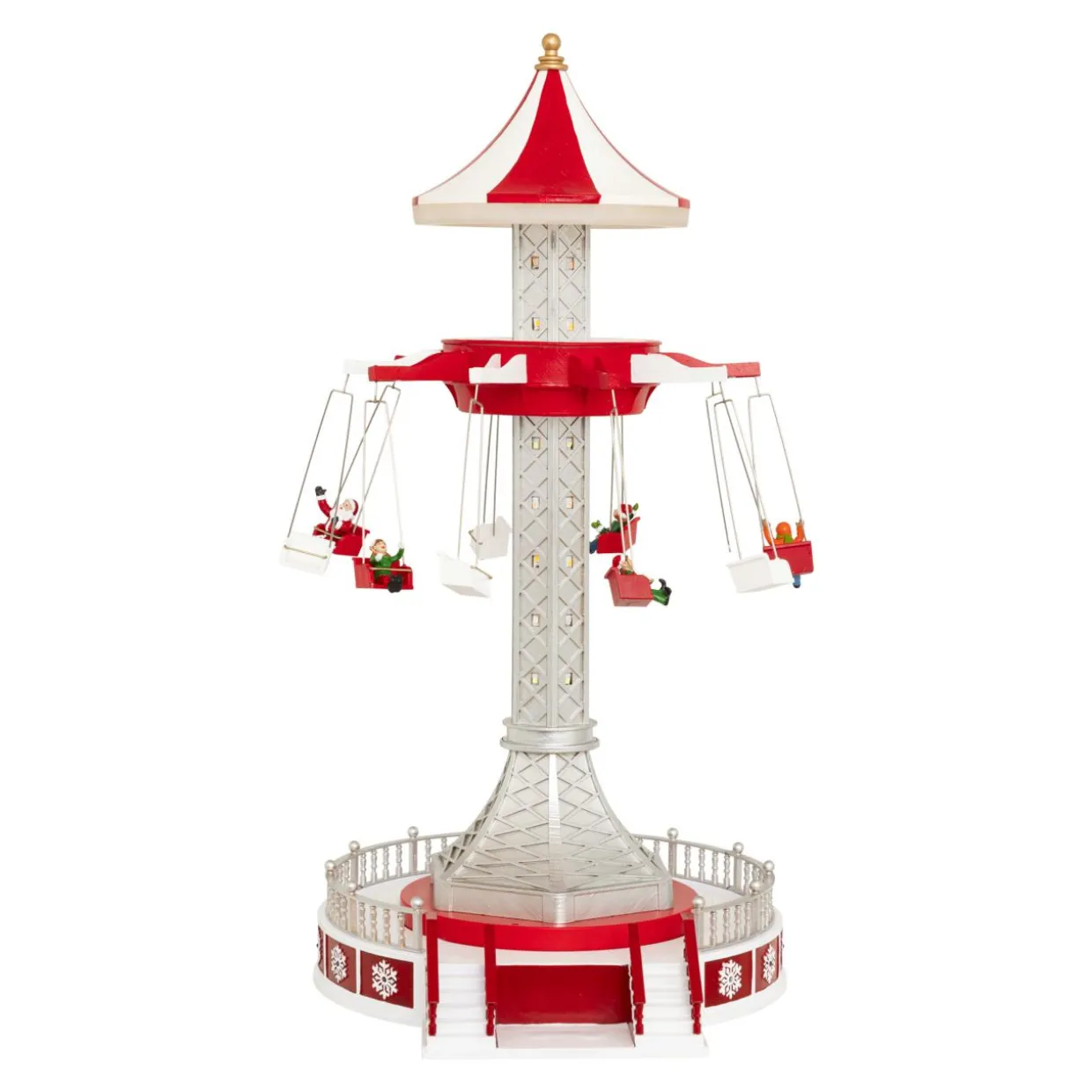 Village de Noël musical et animé (H52 cm) Manège chaises volantes