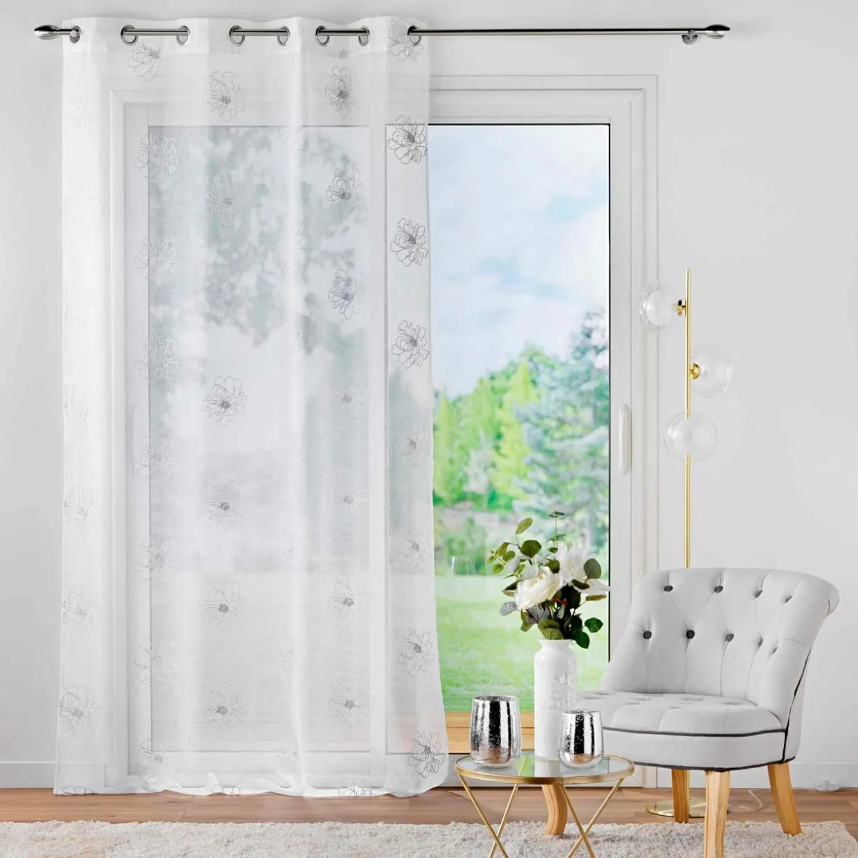 Voilage brodé œillets (140 x 240 cm) Sublimini Blanc