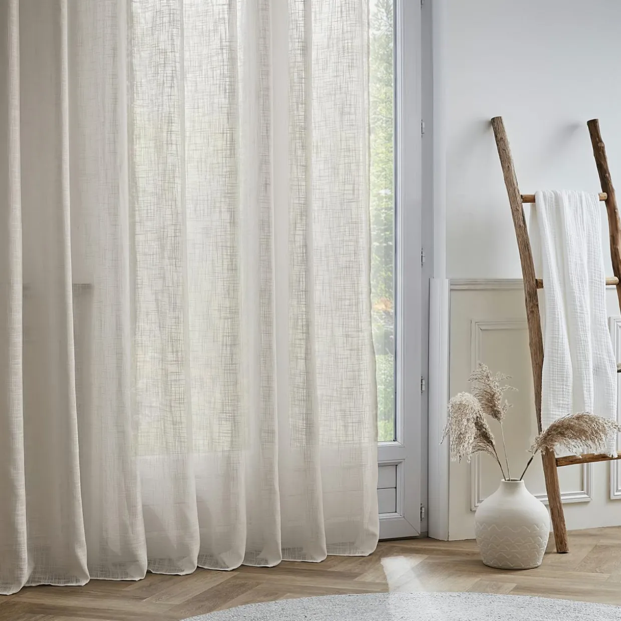 Voilage galon fronceur effet lin (280 x 240 cm) Robin Beige