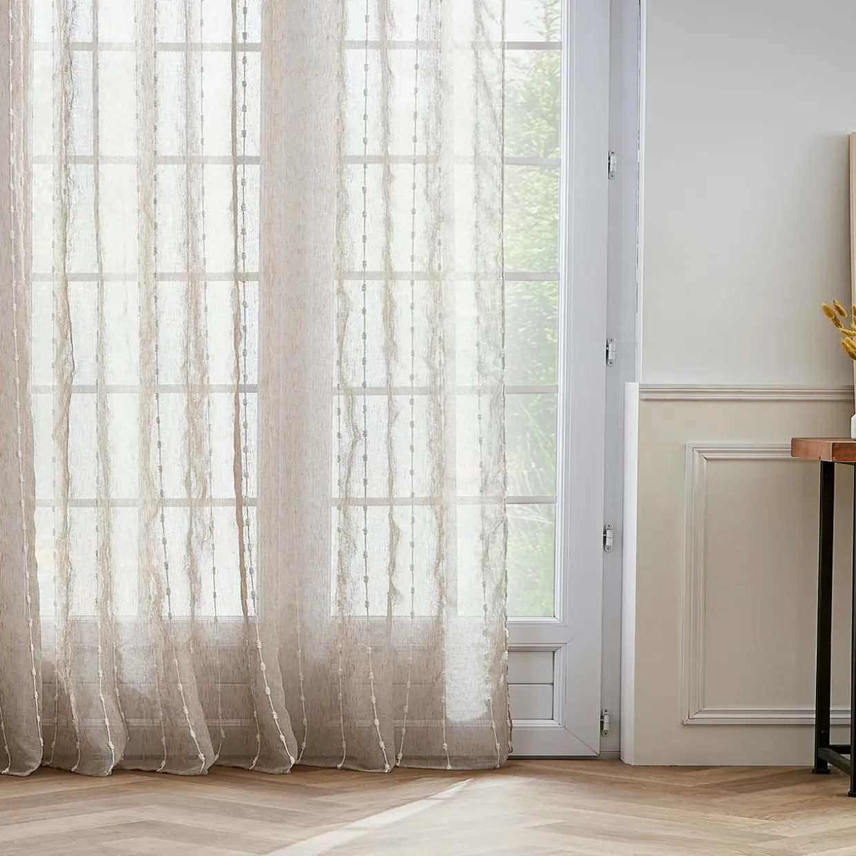 Voilage galon fronceur pompons (280 x 240 cm) Axel Beige