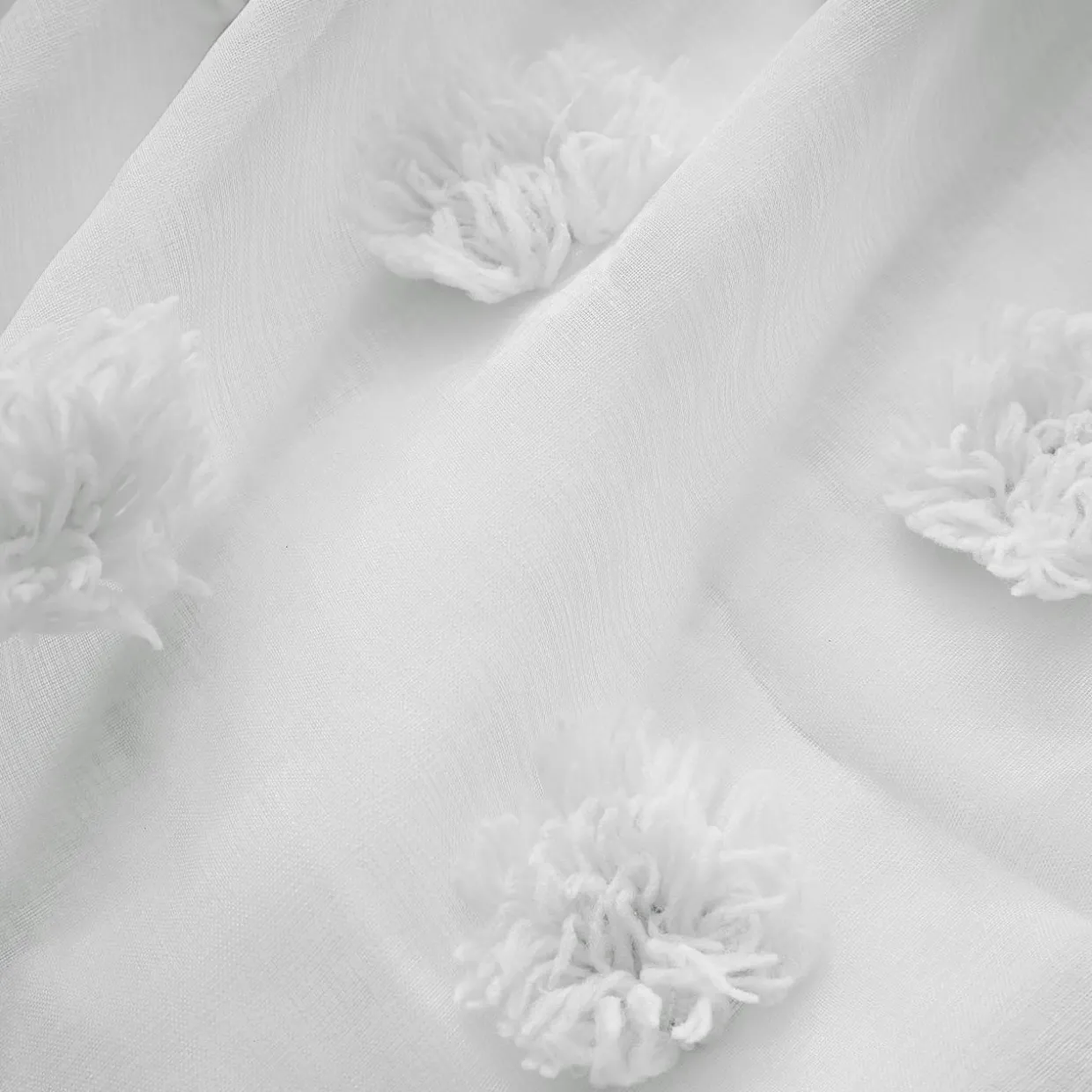 Voilage galon fronceur pompons (280 x 240 cm) Suzie Blanc