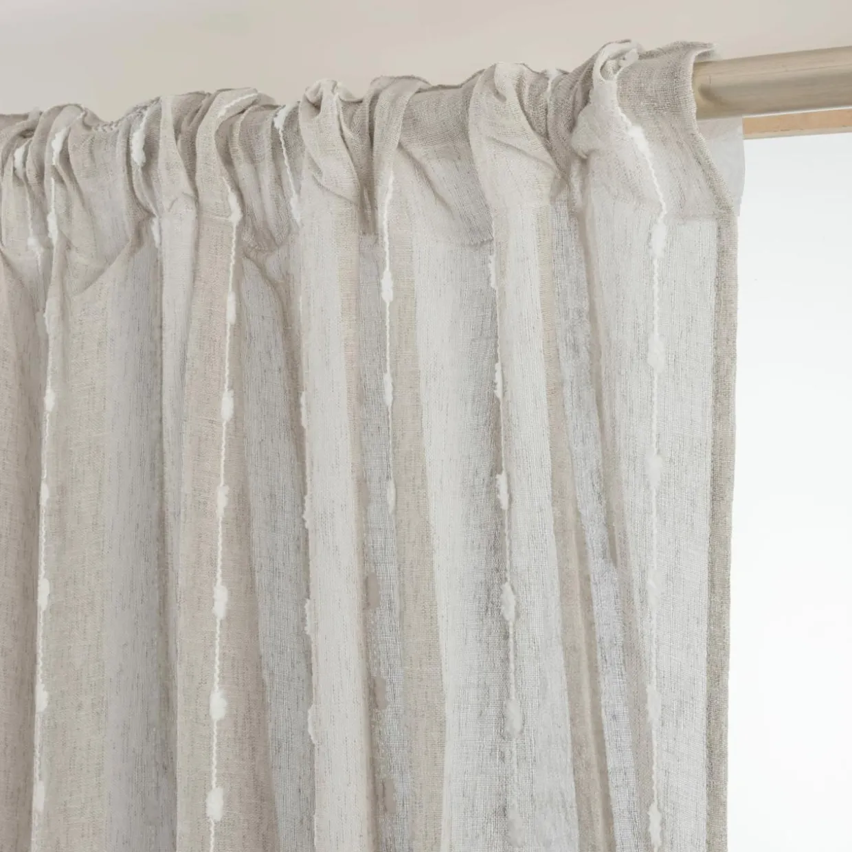 Voilage galon fronceur pompons (140 x 240 cm) Axel Beige