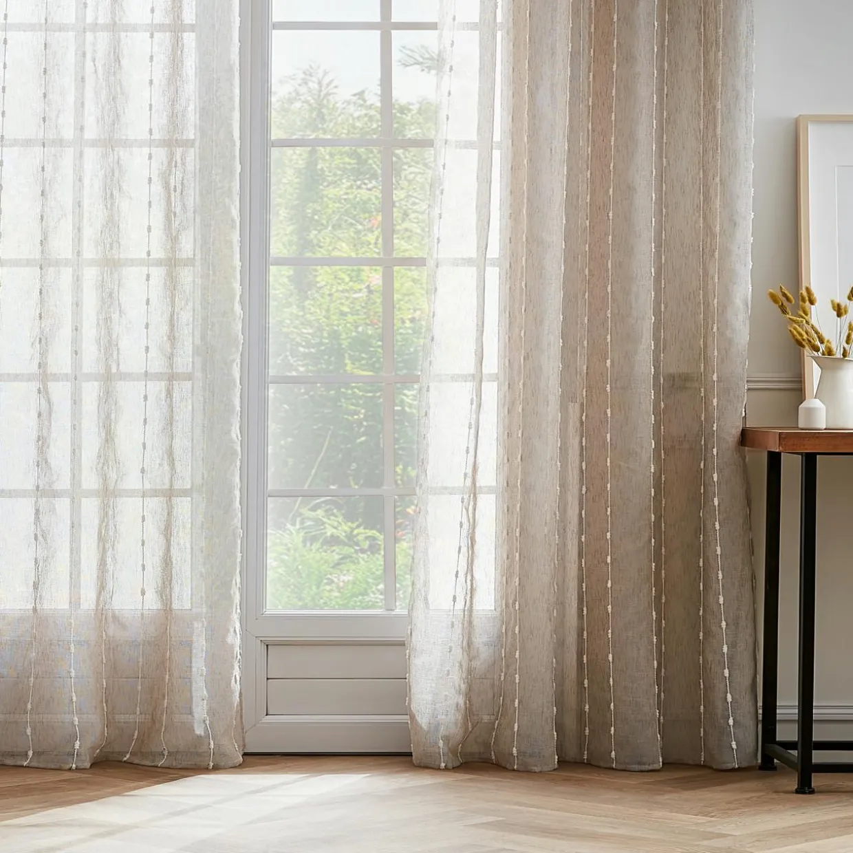 Voilage galon fronceur pompons (140 x 240 cm) Axel Beige
