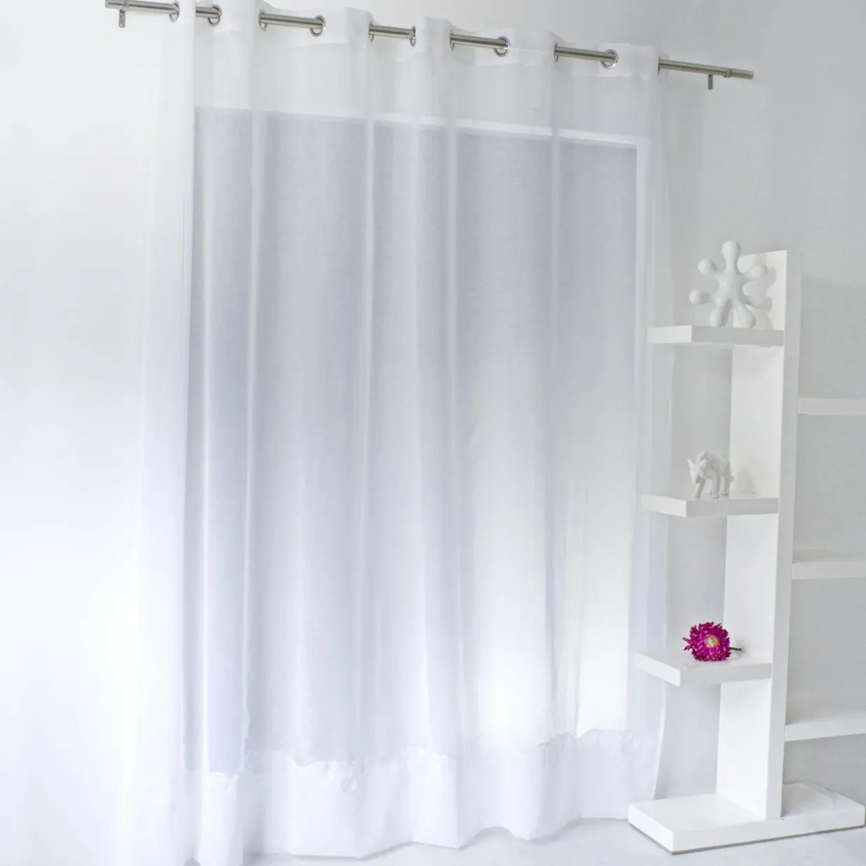 Voilage grande largeur œillets (240 x 240 cm) Solis Blanc