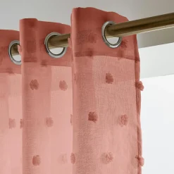 Voilage oeillets pompons (140 x 240 cm) Emie Terracotta