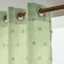 Voilage oeillets pompons (140 x 280 cm) Emie Vert d'eau