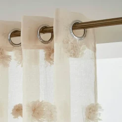 Voilage oeillets pompons (140 x 240 cm) Suzie Beige